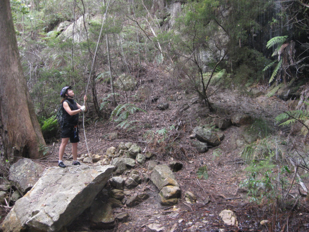A fireman's belay at the end of Cooked Cevasse.